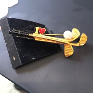 NWT Vintage Golf Clubs & Ball Brooch